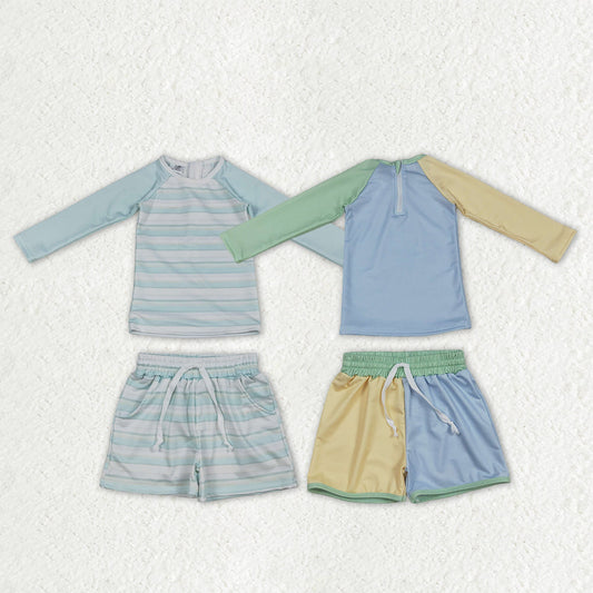 Sibling Baby Boys Long Sleeve Shirts Top Pockets Shorts Swimsuits