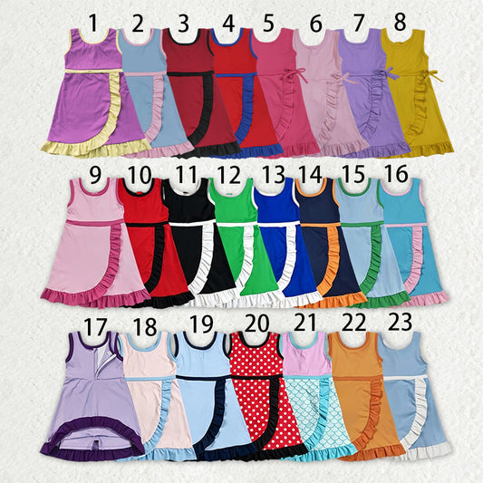 Sibling Baby Girls Sleeveless Yoga Active Ruffle Knee Length Dresses