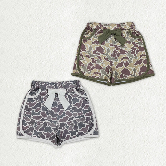 Sibling Baby Girls Southern Camo Bows Pockets Shorts Bottom