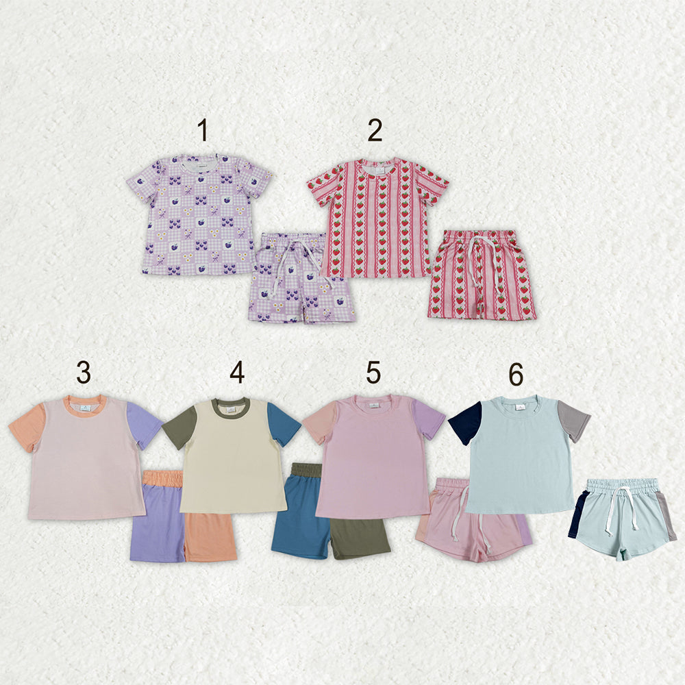 Sibling Baby Kids Patchwork Flowers Shirt Top Shorts Slouchy Clothes Sets