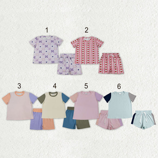 Sibling Baby Kids Patchwork Flowers Shirt Top Shorts Slouchy Clothes Sets