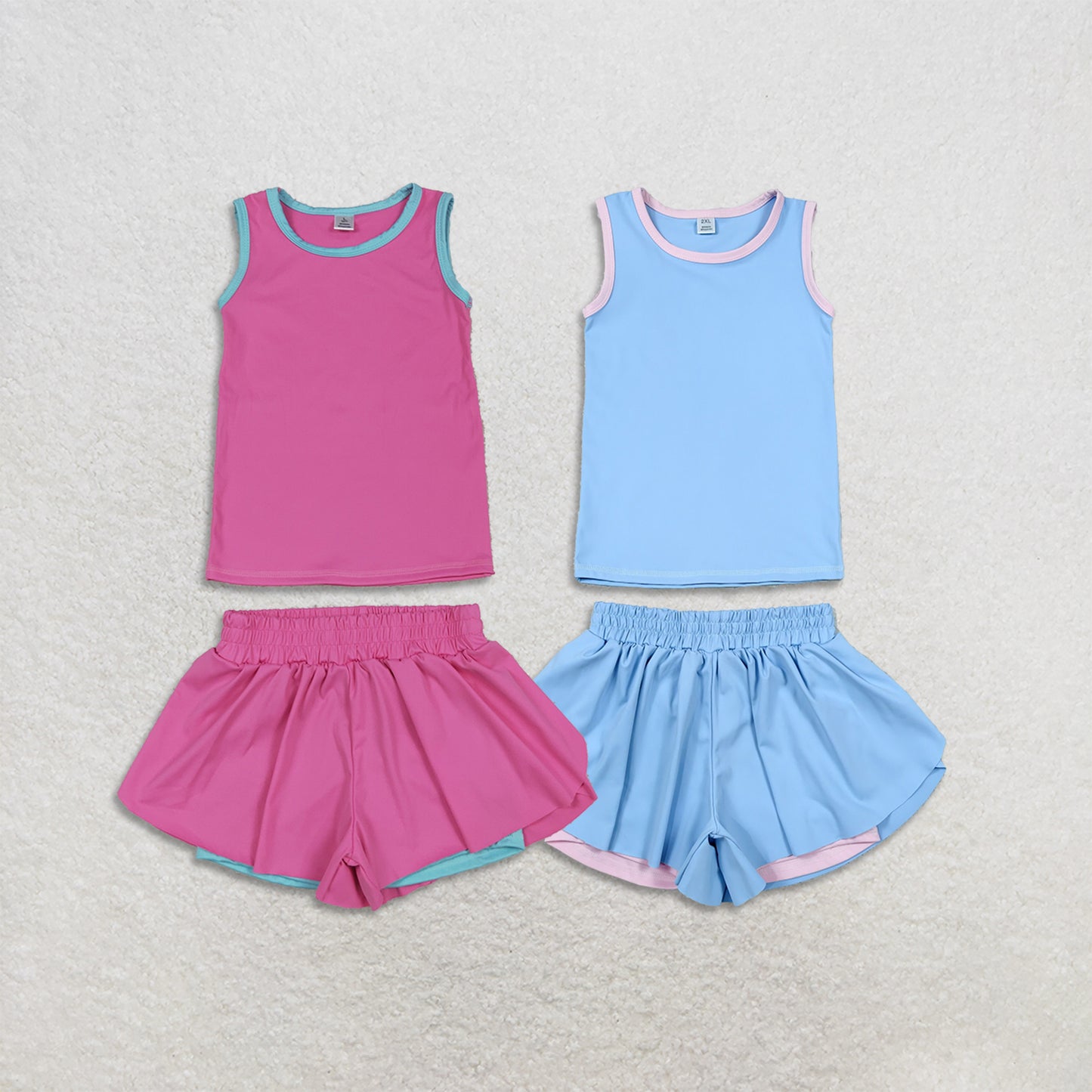 Sibling Baby Girls Sleeveless Vest Top Butterfly Short Yoga Active Clothes Sets