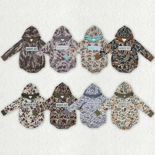 Sibling Baby Boys Southern Camo Embroidery Mama's Boy Hoodies Top