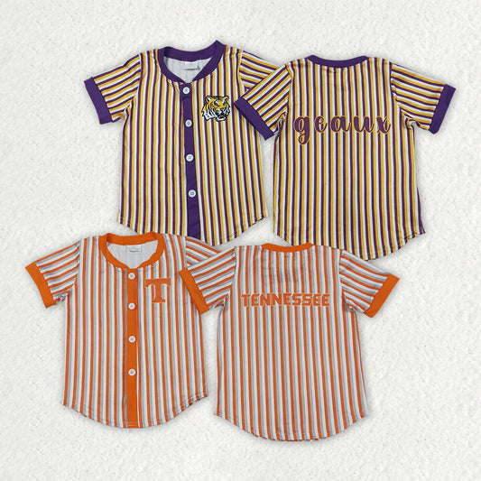 Sibling Baby Boys Short Sleeve Stripe Team Button T-shirts Top