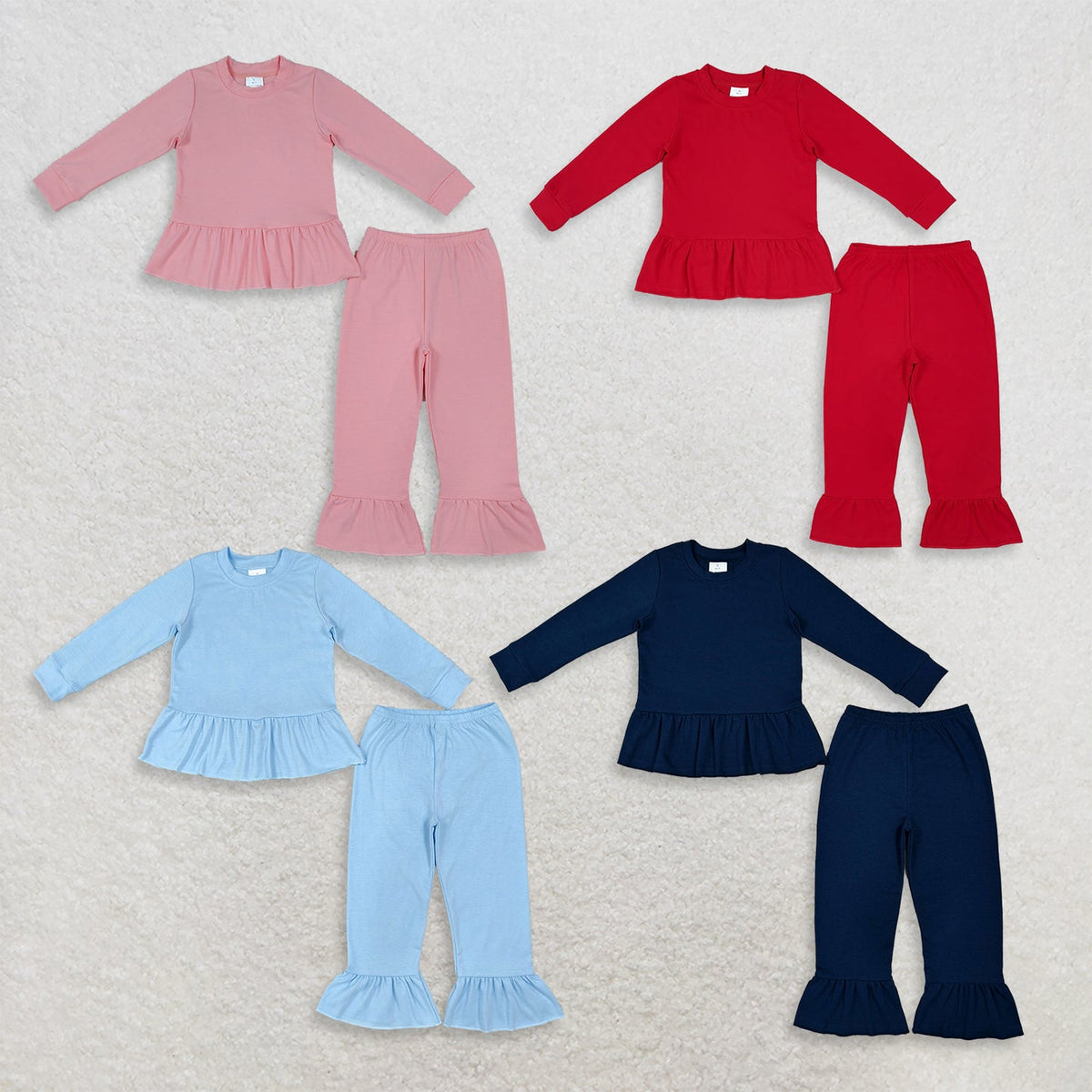 Sibling Baby Girls Long Sleeve Tunic Ruffle Pant Cotton Clothes Sets