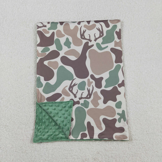 BL0226 Baby Kids Green Khaki Deer Camo Hunting Blankets