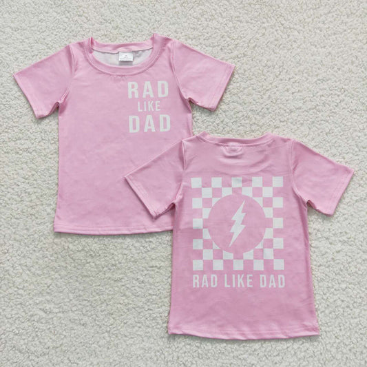girls pink rad like dad print tops GT0309
