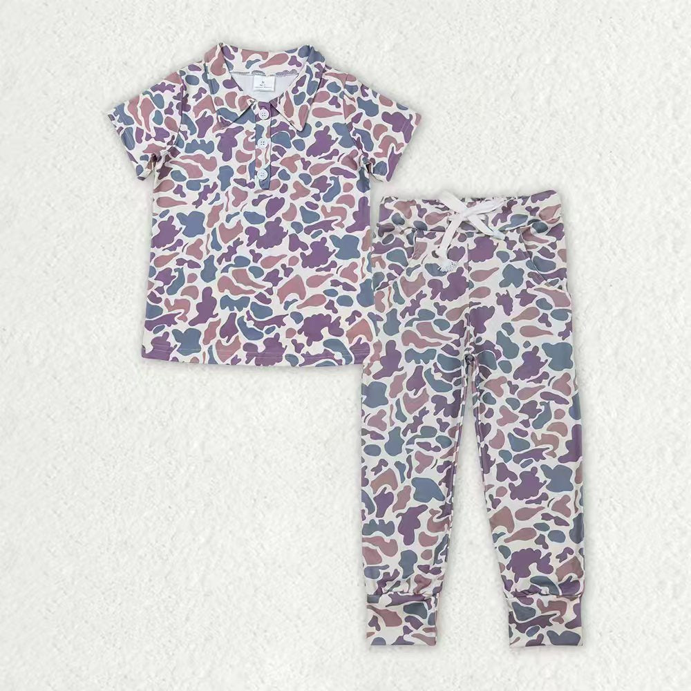 Sibling Baby Boys Southern Camo Button Shirts Top Shorts Pajamas Clothes Sets