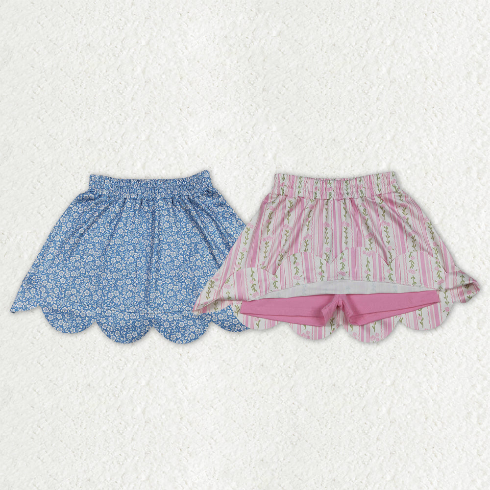Sibling Baby Girls Colorful Flowers Scallop Skirt Shorts Bottom