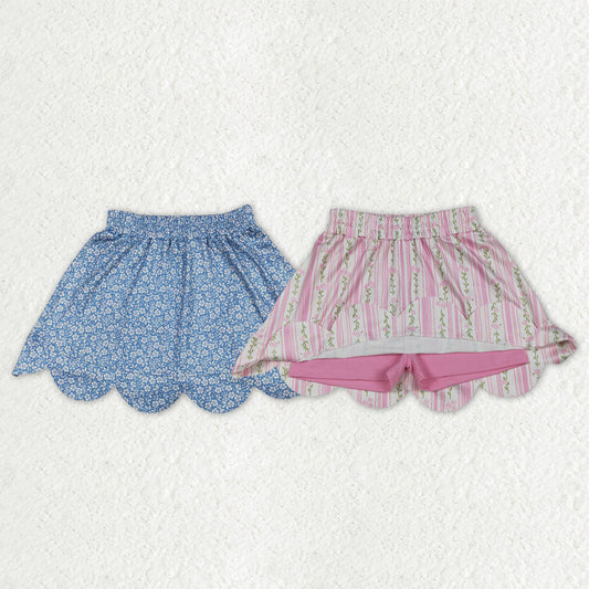 Sibling Baby Girls Colorful Flowers Scallop Skirt Shorts Bottom