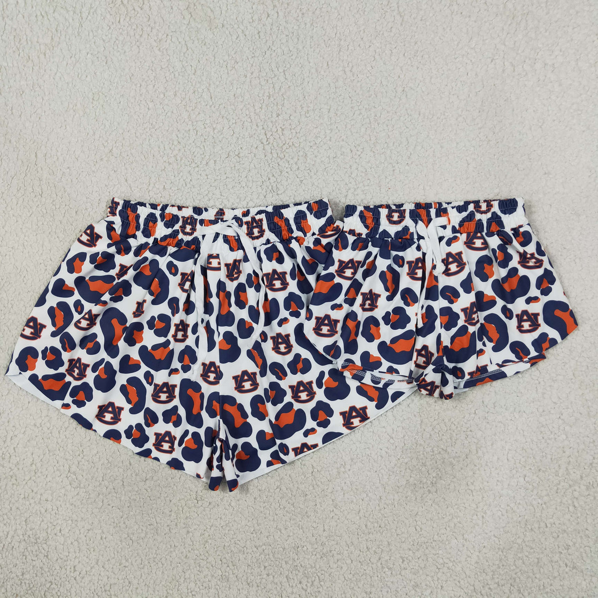 Mama and Me Girls Navy Leopard Auburn Team Yoga Active Butterfly Shorts Bottom