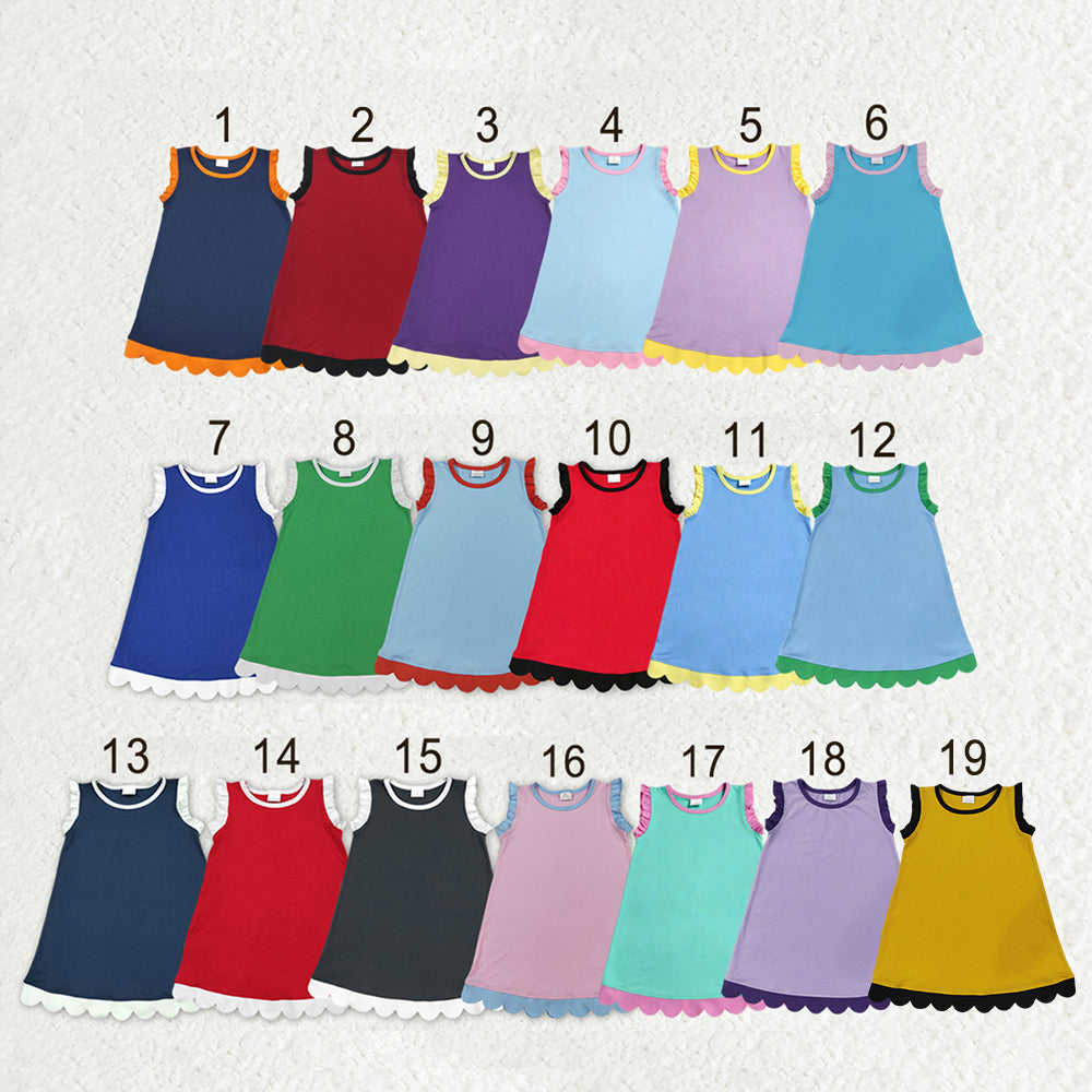 Sibling Baby Girls Sleeveless Scallop Knee Length Dresses