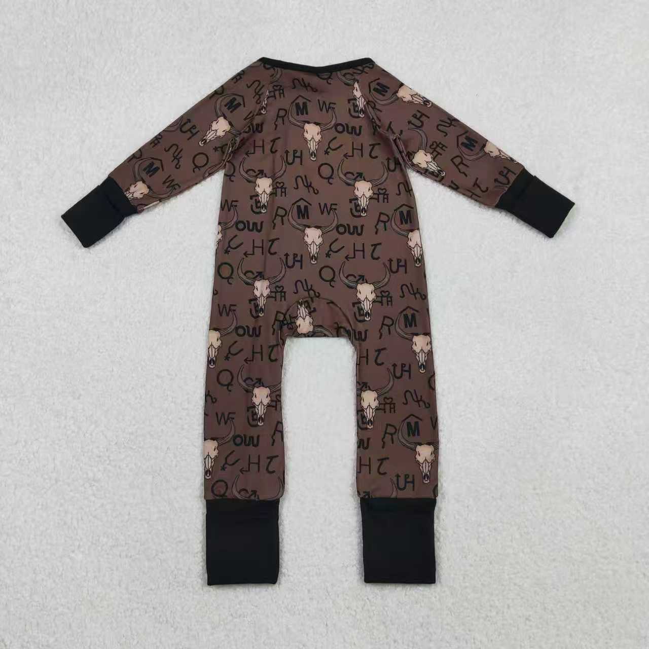 Sibling Baby Boys Bull Skull Pockets Zipper Hoodie Jackets Zipper Convertible Rompers