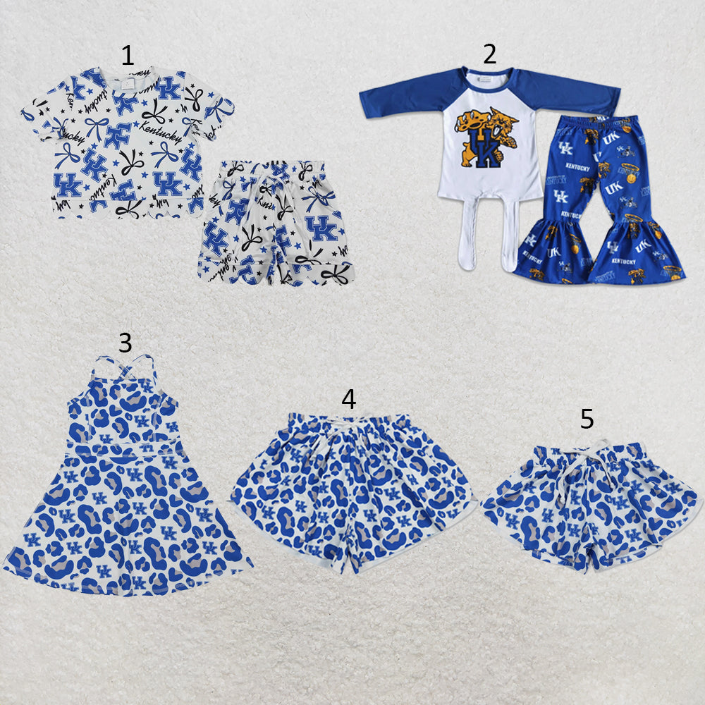 Sibling Baby Girls Bows UK Team Clothes Sets Yoga Active Knee Length Dress Butterfly Shorts