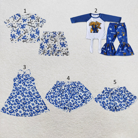 Sibling Baby Girls Bows UK Team Clothes Sets Yoga Active Knee Length Dress Butterfly Shorts