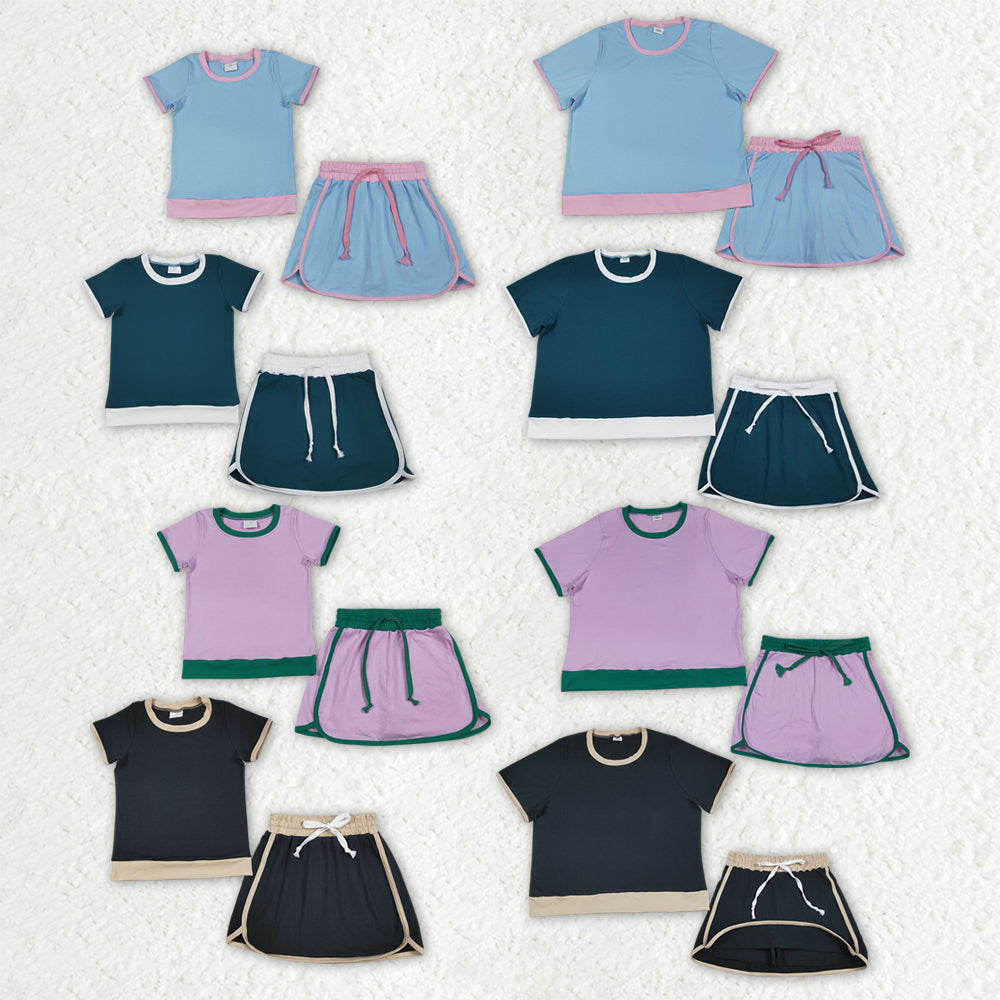 Mama and Me Girls Short Sleeve Top Skirt Short Cotton Clothes Sets
