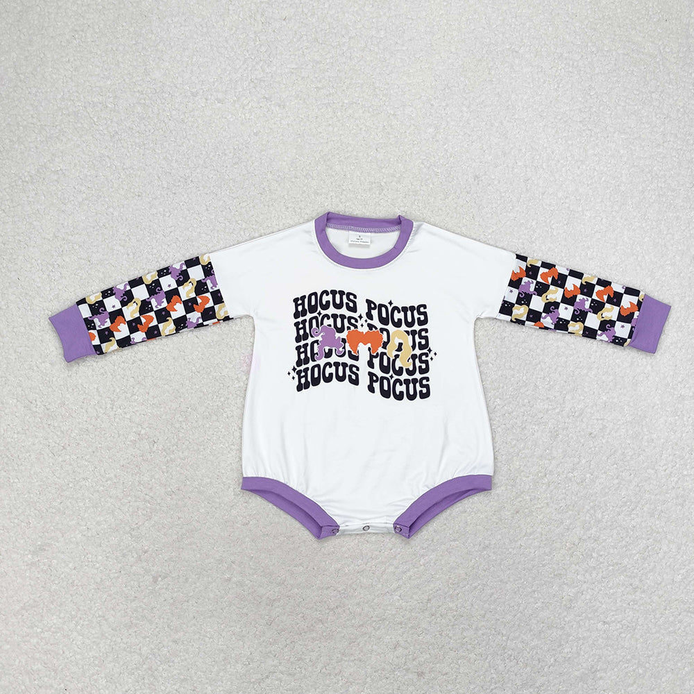 Sibling Baby Girls Halloween Long Sleeves Witches Hocus Pocus Rompers
