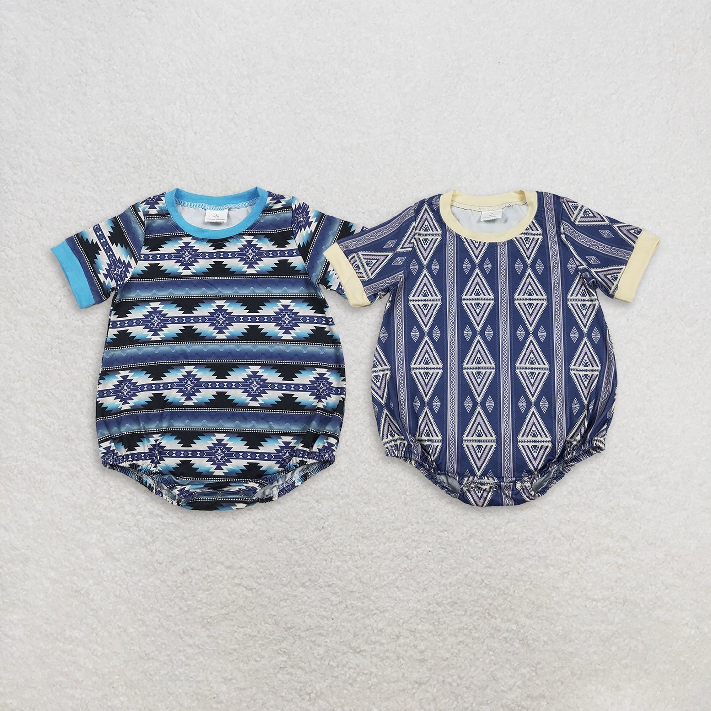 Sibling Baby Boys Short Sleeve Aztec Print Western Rompers
