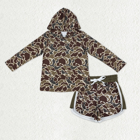 Baby Girls Southern Dark Khaki Camo Hoodie Top Shorts Clothes Sets