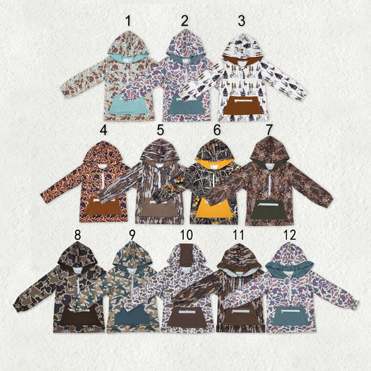 Sibling Baby Boys Girls Southern Camo Deer Hunting Pockets Zipper Hoodies Tops