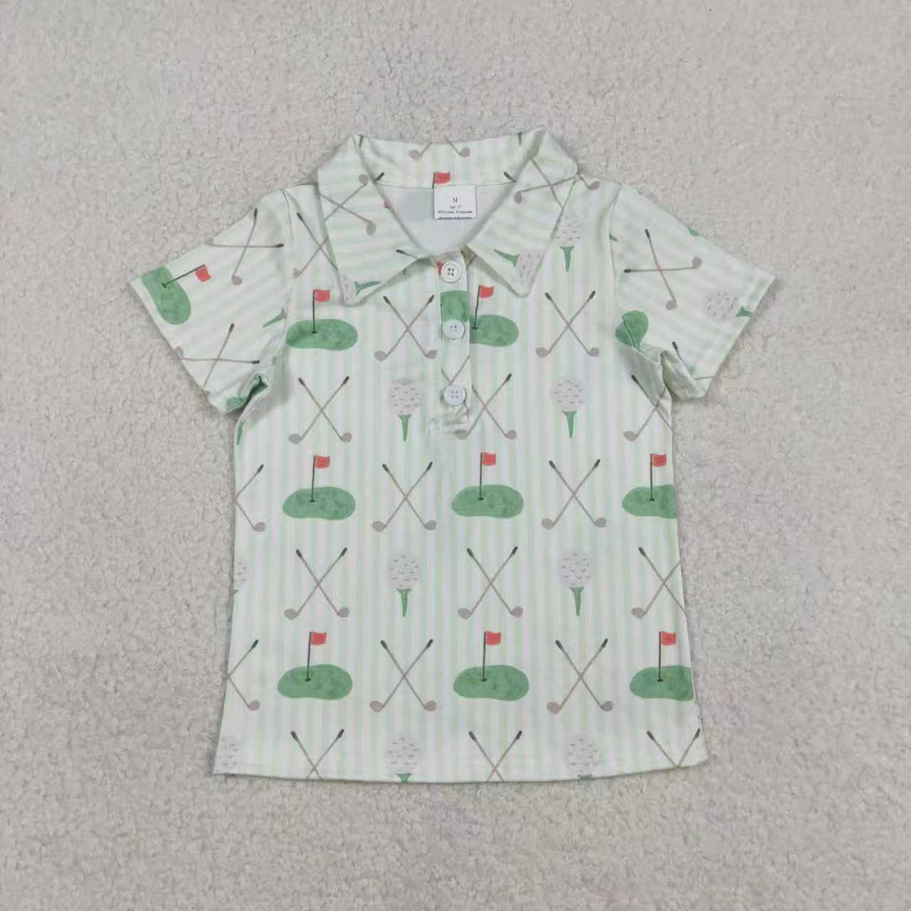 Sibling Baby Boys Golf Flags Button Polo Shirts Top