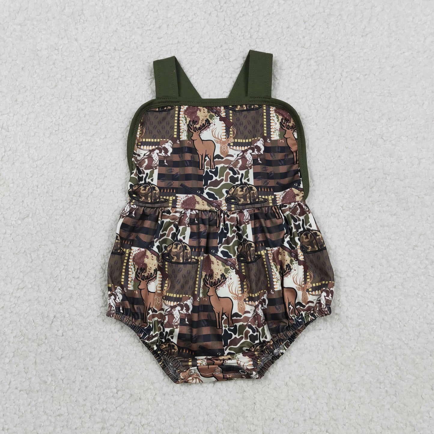 Sibling Baby Boys Shirt Top Deer Hats Camo Pockets Short Hunting Clothes Set Strap Rompers