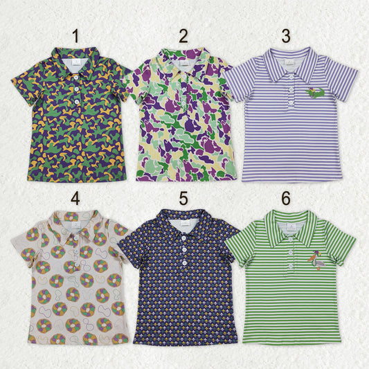 Sibling Baby Boys Mardigras Button Polo Shirts Top
