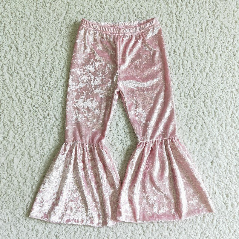 Sibling Baby Girls Velvet Bell Bottom Pants