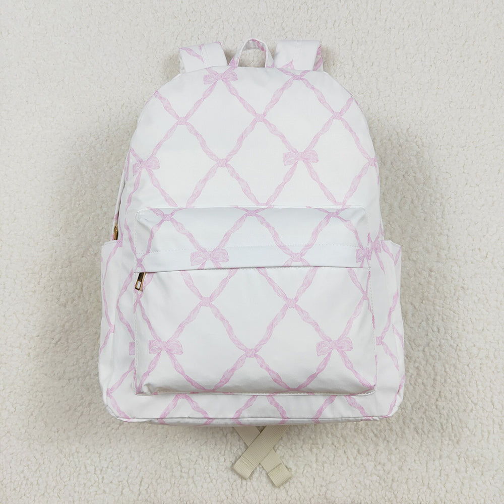 Sibling Baby Girls Pink Leopard Bows Plaid Back Bags
