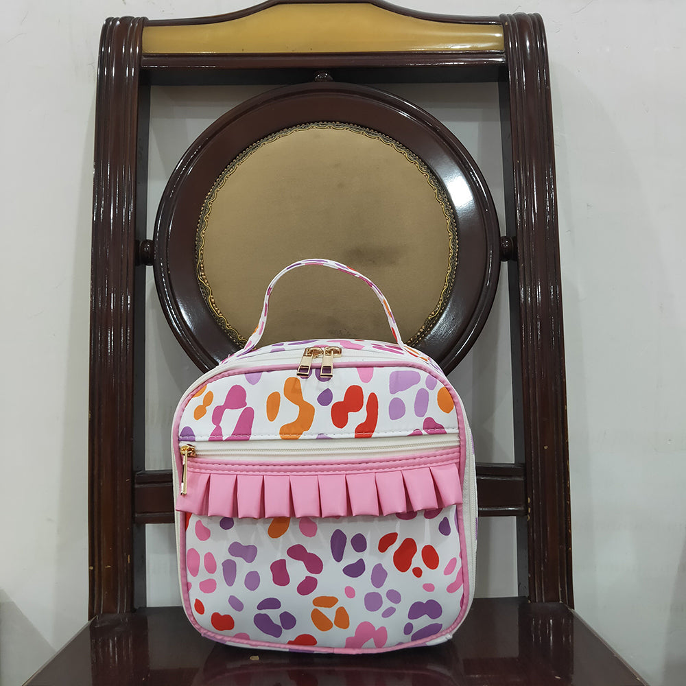 BA0309  baby bag pink ruffle leopard lunch boxes bags