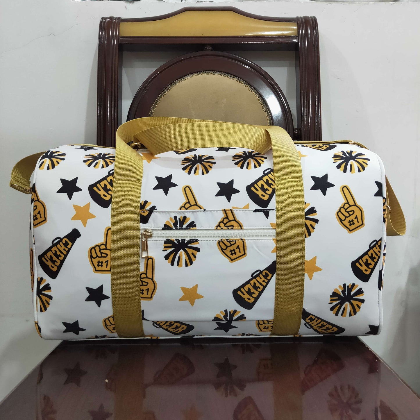 BA0370 Gold Black Team Cheer Gym Duffles Bags