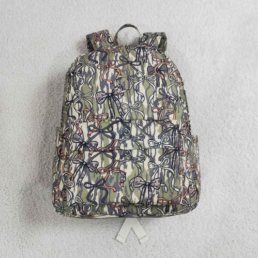 BA0394 Baby Girls  Wood Camo Bows Back to School Backpack Bags