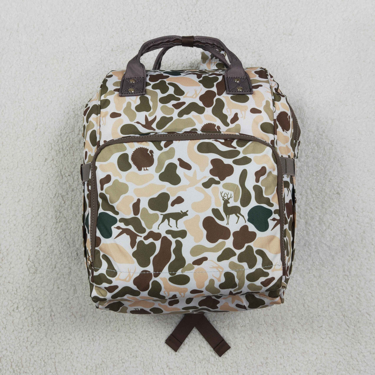 Sibling Baby Kids Embroidery Ducks Dogs Camo Mommy Diaper Backpacks Bags