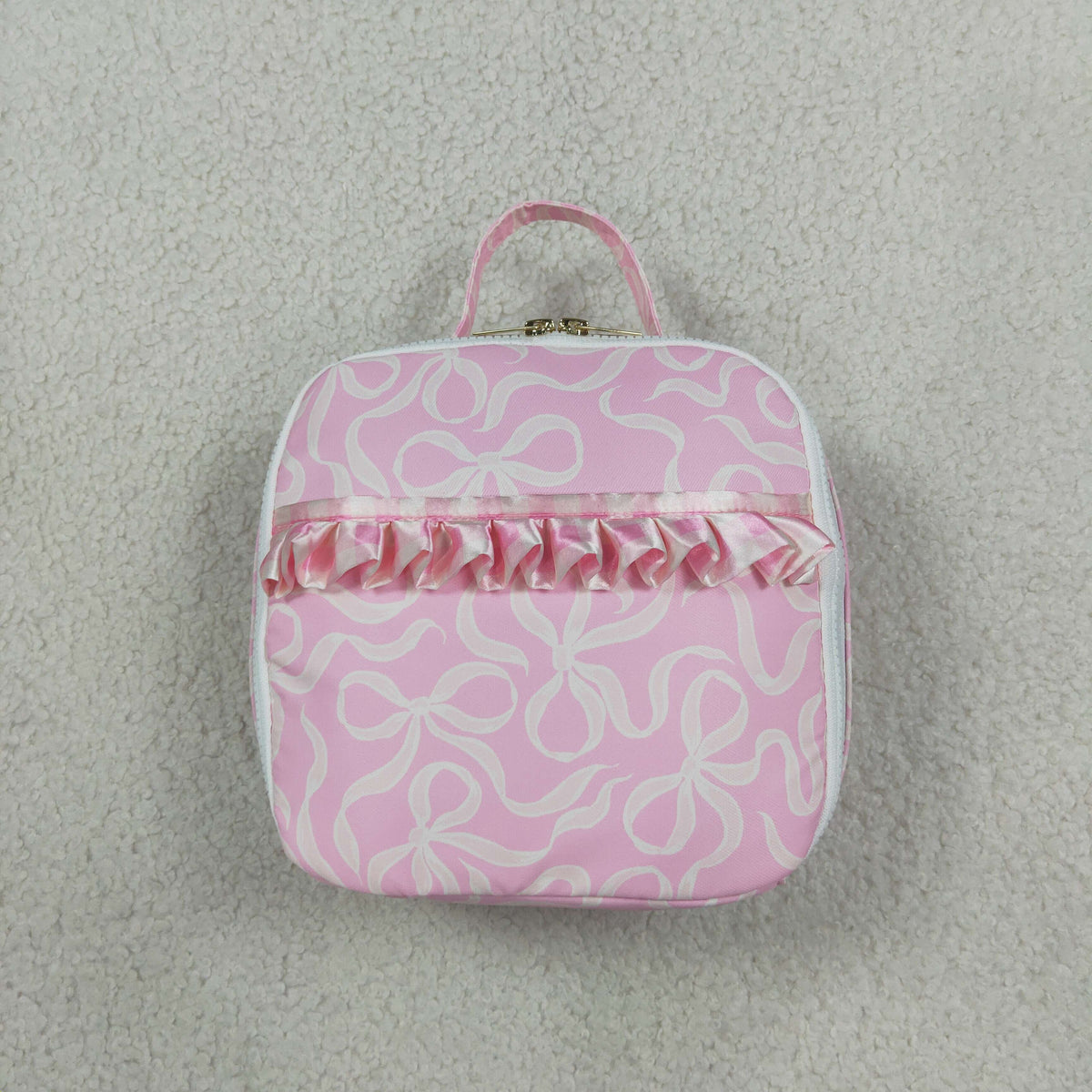 Sibling Baby Girls Pink Bows Ruffle School Bags Lunch Boxes