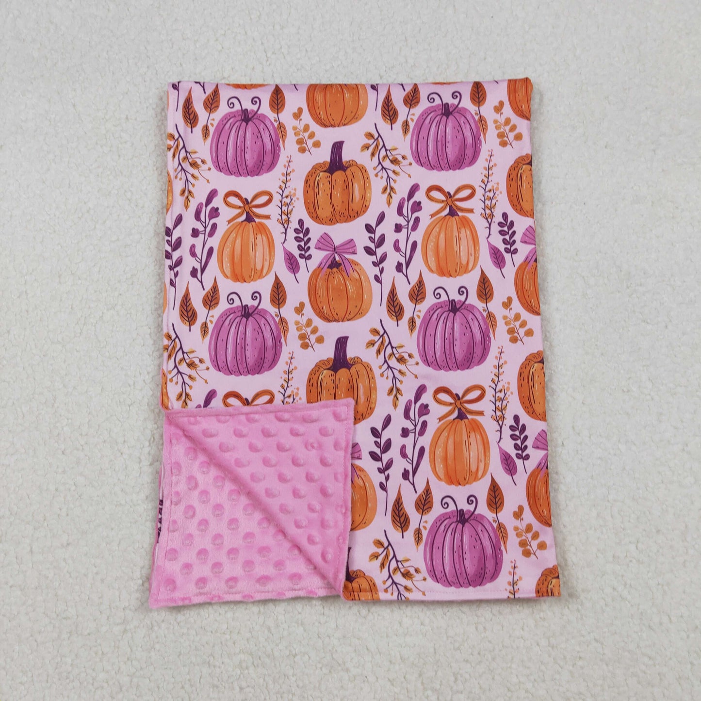 Sibling Baby Kids Hot Pink Pumpkins Floral Pajamas Sets Zipper Footie Rompers Blankets