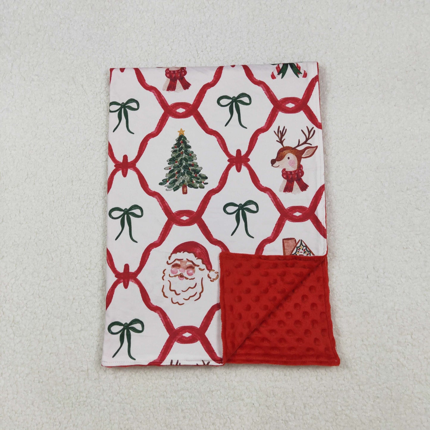 Family Sibling Baby Kids Christmas Red Bows Santa Trees Checked Clothes Sets Rompers Blanked