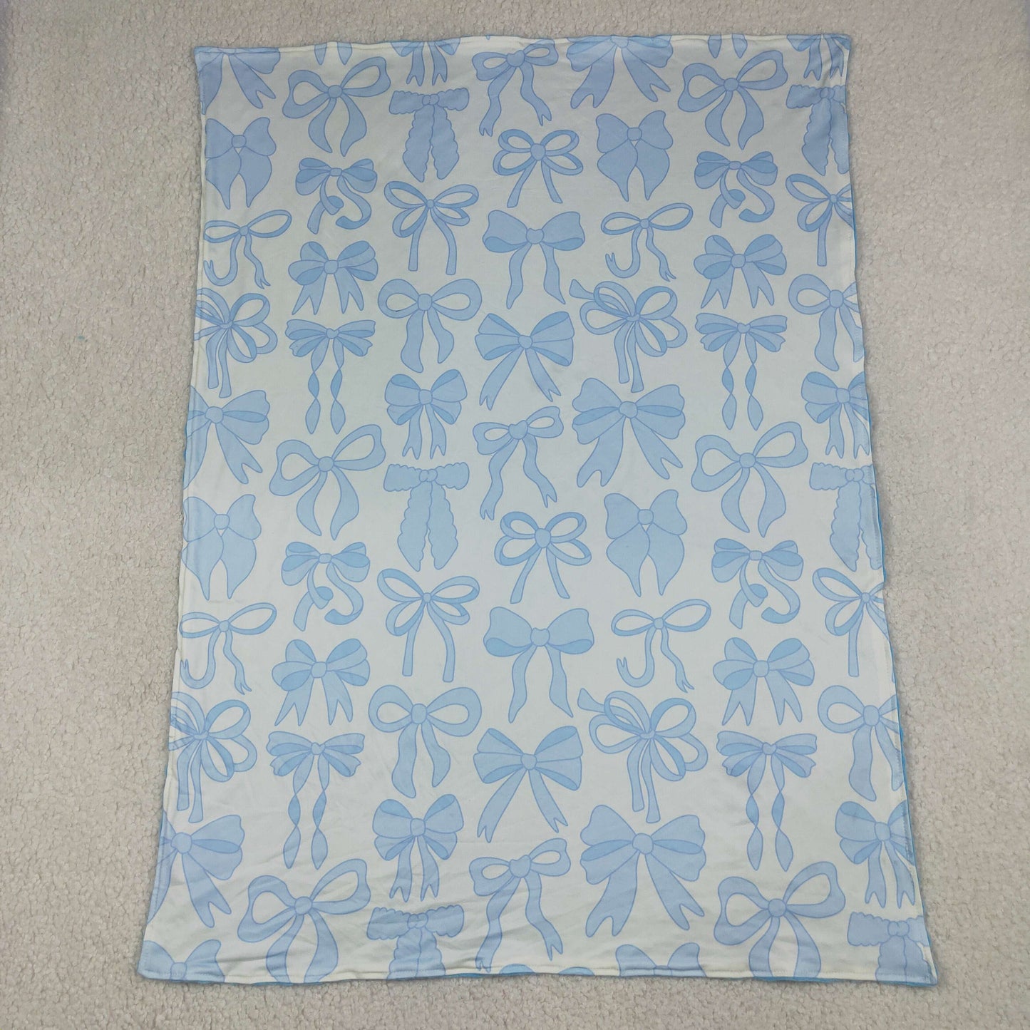 Sibling Baby Girls Light Blue Bows Plaid Top Pant Pajamas Sets Blankets