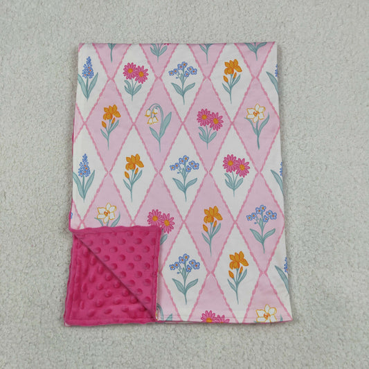 BL0233 Baby Girls Colorful Checked Flowers Blankets