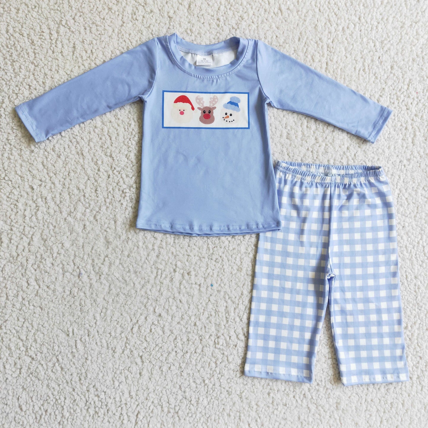 Sibling Baby Boys Girls Christmas Santa Deer Snowmen Top Stripe Pant Pajamas Sets