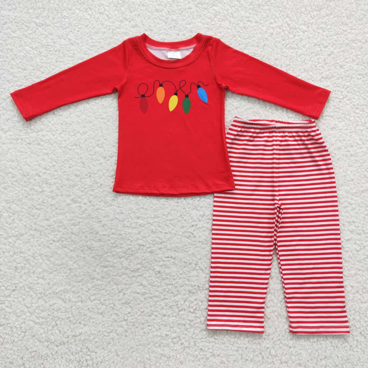 Sibling Baby Boys Long Sleeves Santa Candy Cane Plaid Top Pants Christmas Sets