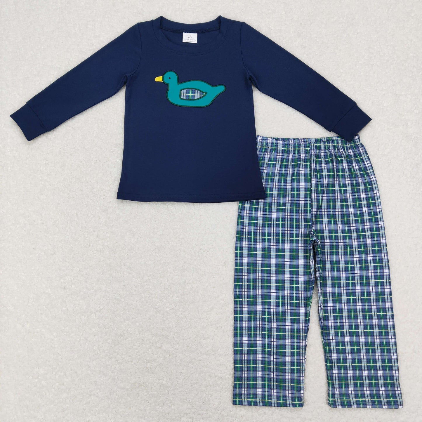 Sibling Baby Boys Embroidery Ducks Top Checked Pants Hunting Clothes Sets Pant Rompers