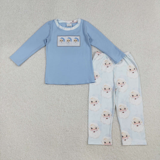 BLP0505 Baby Boys Embroidery Santa Top Pants Christmas Clothes Sets