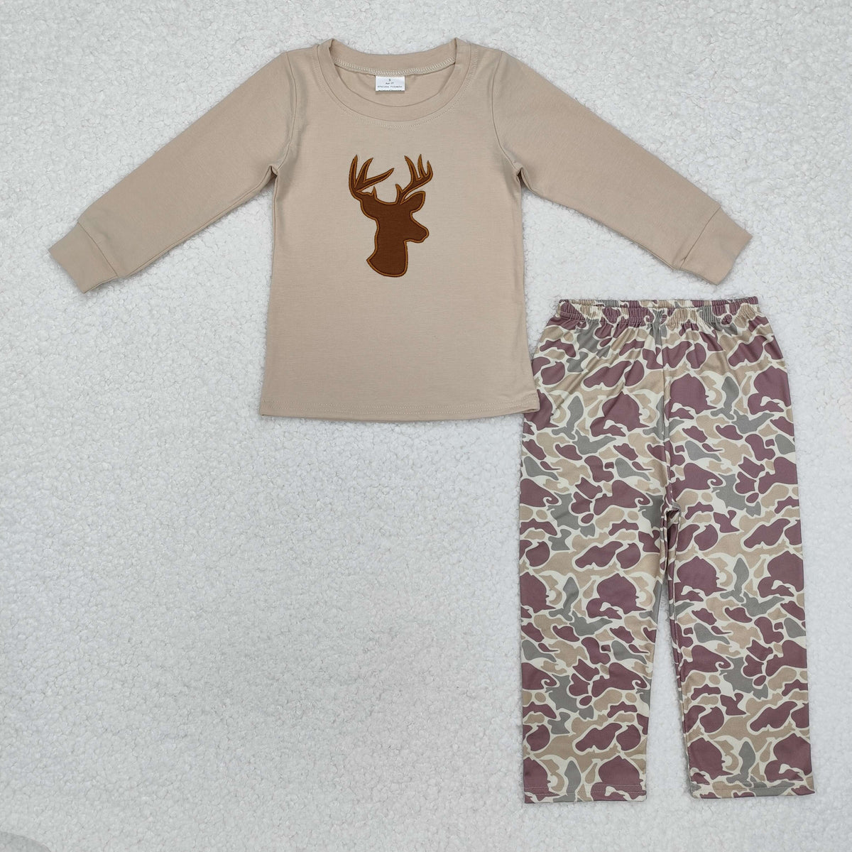 Sibling Baby Boys Long Sleeve Embroidery Deer Ducks Fishing Pants Hunting Clothes Sets