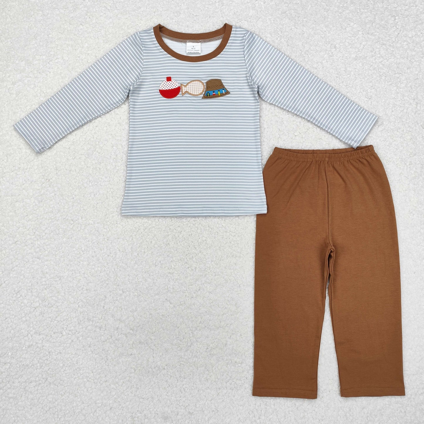 Sibling Baby Boys Embroidery Dogs Fishing Top Pockets Pants Hunting Clothes Sets