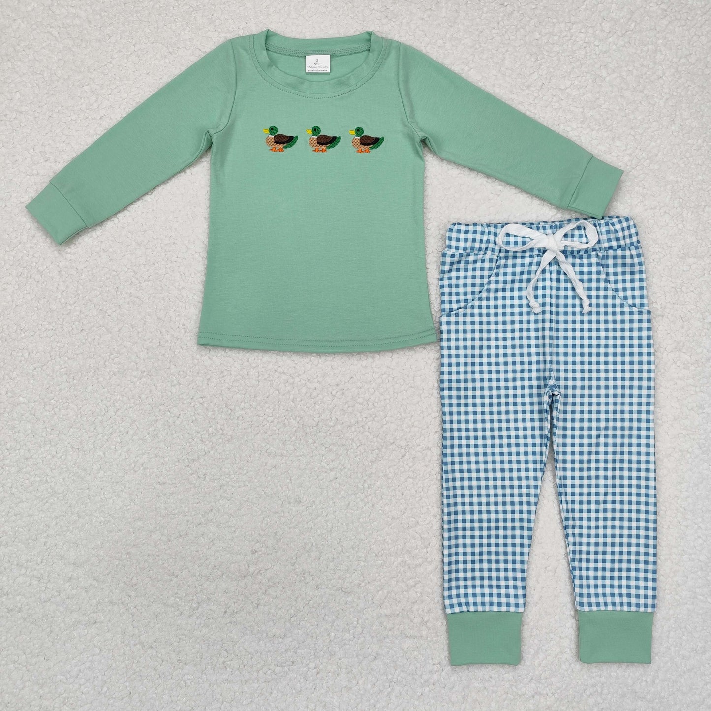 Sibling Baby Boys Embroidery Ducks Top Pockets Pants Hunting Clothes Sets