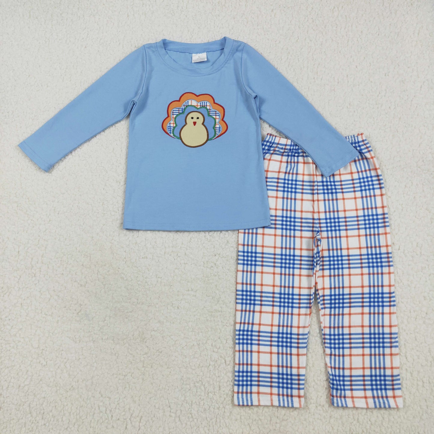 Sibling Baby Boys Embroidery Turkey Long Sleeves Pants Thanksgiving Clothes Sets