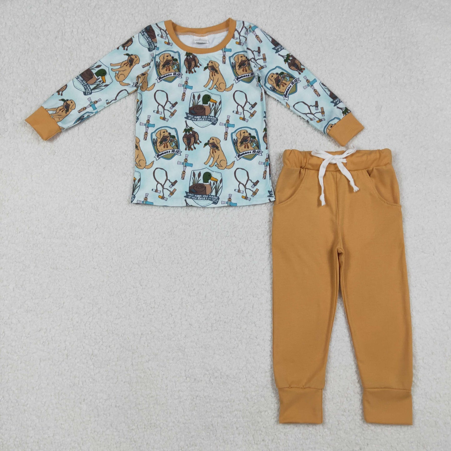 Sibling Baby Boys Southern Camo Ducks Dogs Deer Top Pants Hunting Pajamas Clothes Sets