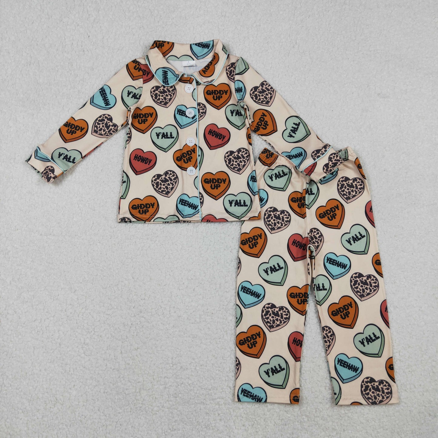Sibling Baby Boys Girls Hearts Plaid Button Pants Valentine Pajamas Sets