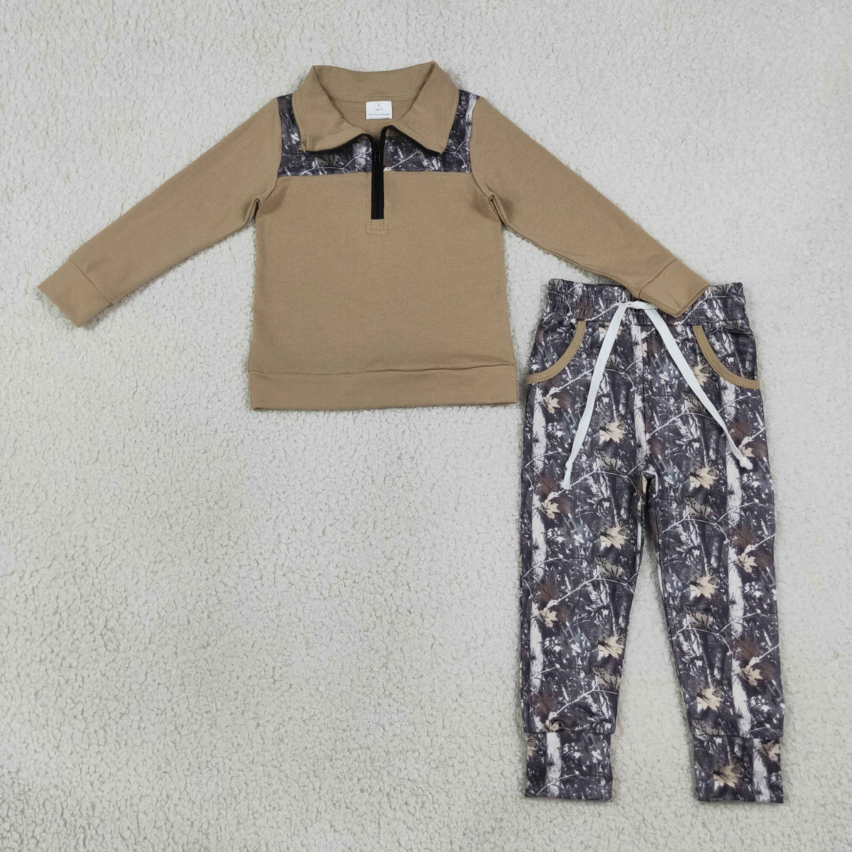 Sibling Baby Boys Ducks Leaves Camo Zip Pullovers Pockets Joggers Hunting Clothes Sets