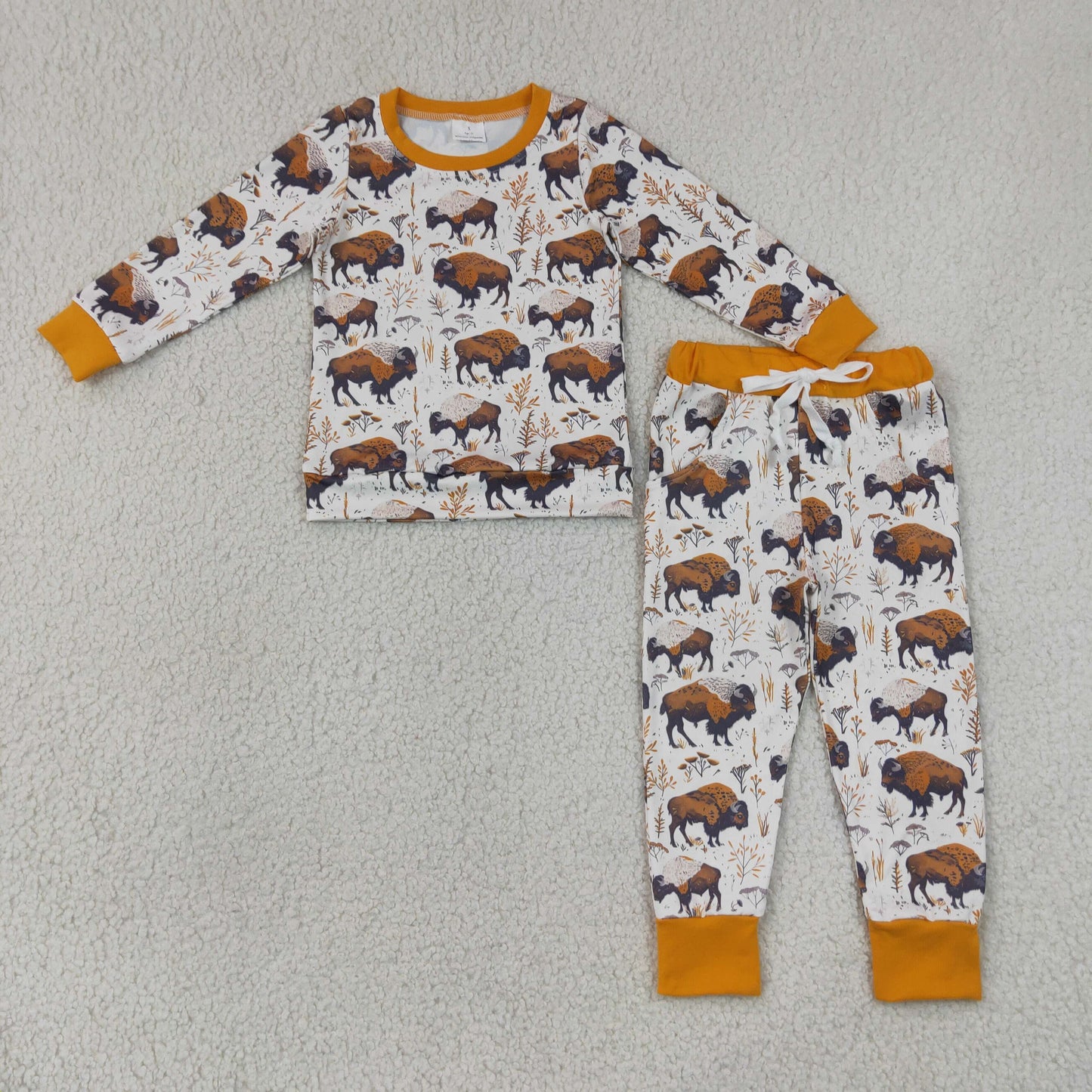 Sibling Baby Boys Milks Cows Western Long Sleeve Top Pant Pajamas Sets